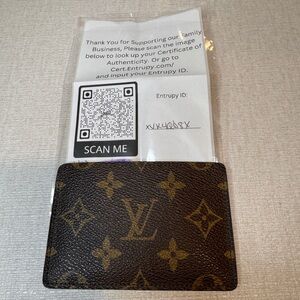 Louis Vuitton Monogram Canvas Card Holder Brown Unisex COA Auth